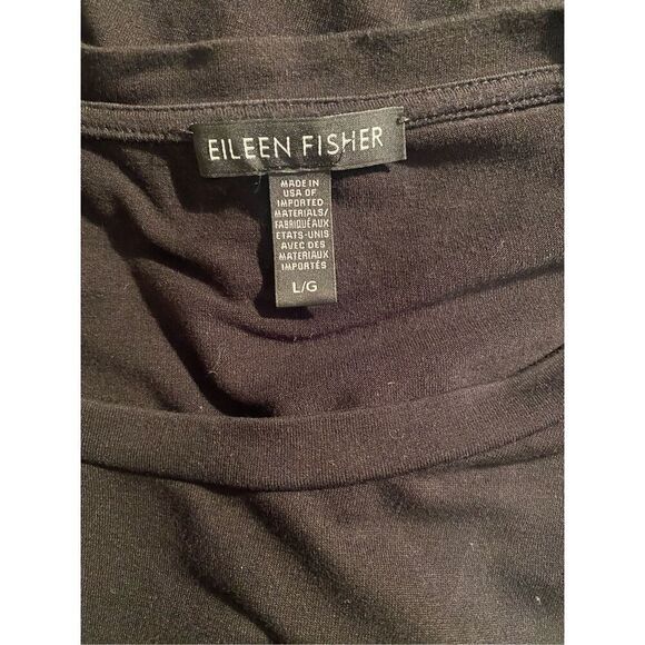 Eileen Fisher Black Short Sleeve Classic Top Sz L Packable Lightweight - Picture 6 of 8